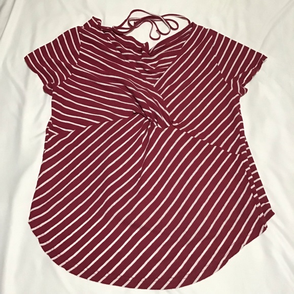 **2 FOR $20** 
CODE x MODE COWL NECK HIGH LOW STRIPED LINEN TOP SIZE L - Picture 5 of 9